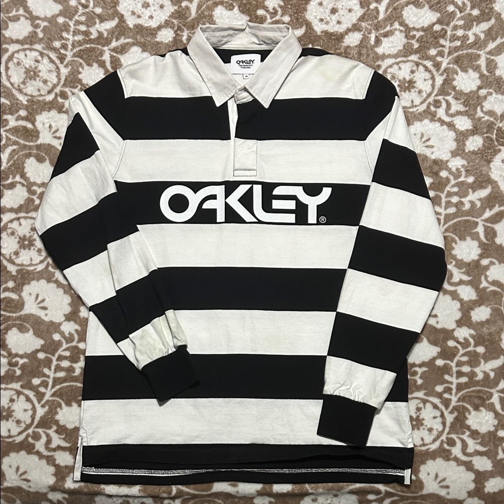 Oakley Men's Bold Stripe Polo in Black and White